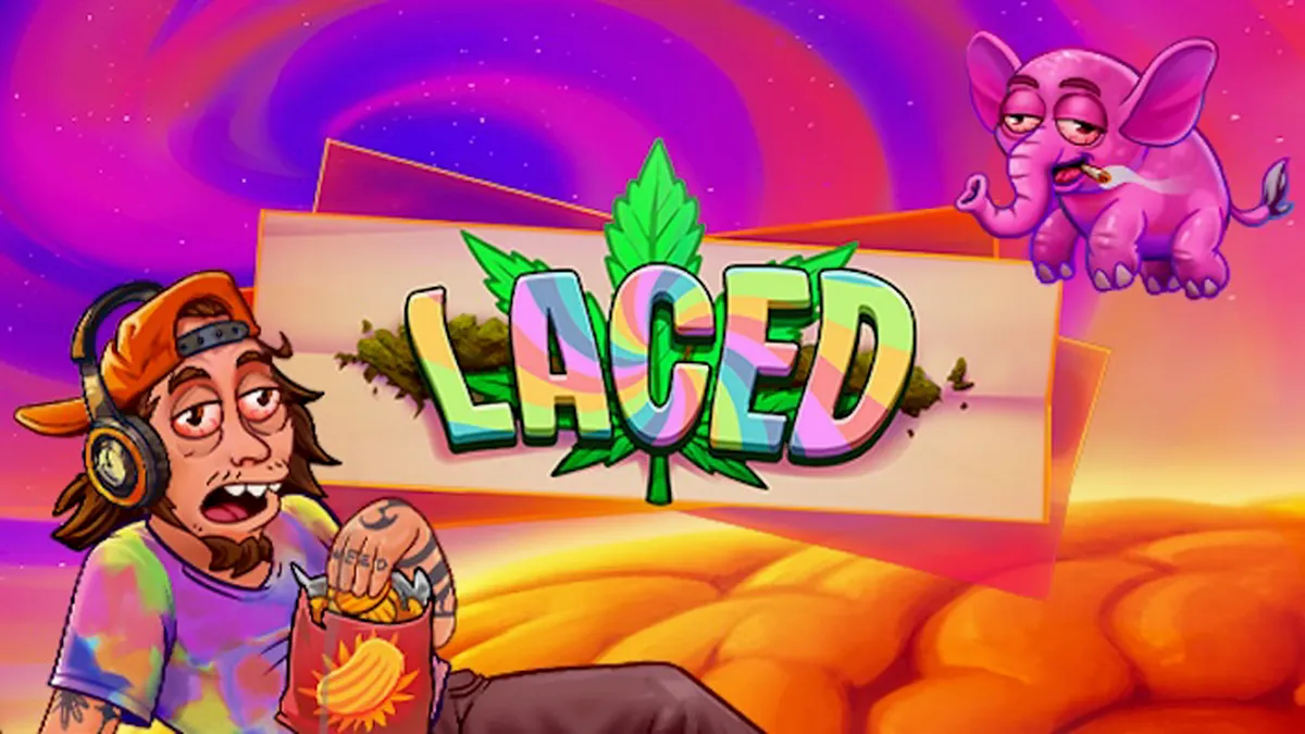 Isang visual na representasyon ng Laced slot game na may mga mararangyang simbolo at neon na disenyo.