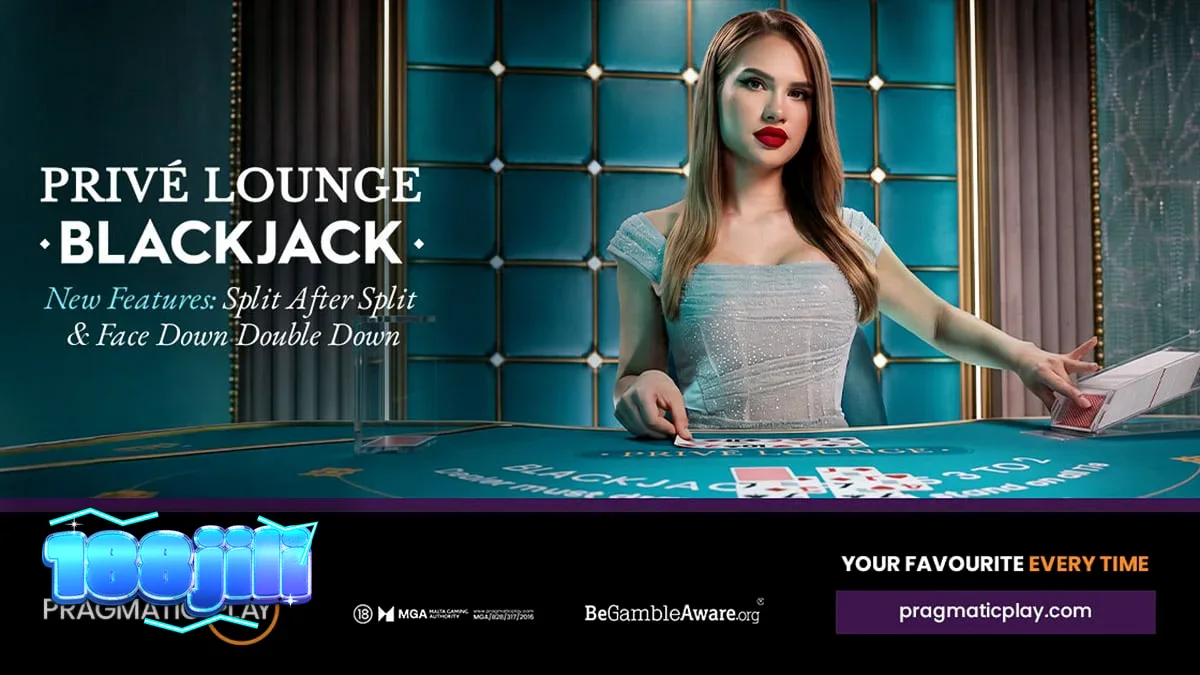 Isang eleganteng live blackjack table sa isang VIP lounge setting.